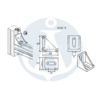Ke góc vuông 4040 cho nhôm định hình