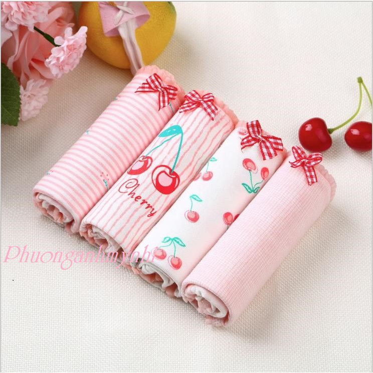 Set 4 cái quần lót nữ cotton chái cherry