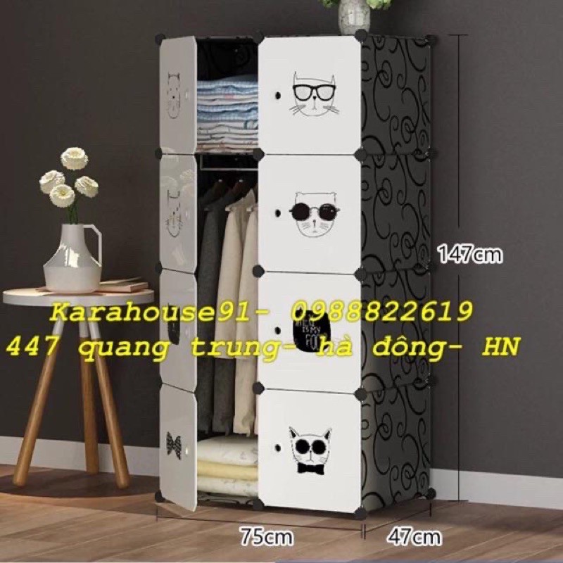 TỦ NHỰA QUẦN ÁO LẮP GHÉP 8 Ô SIZE SÂU 47cm. Tặng kèm treo đồ. Hiện đại- tiện dụng. Cam kết giá rẻ nhất