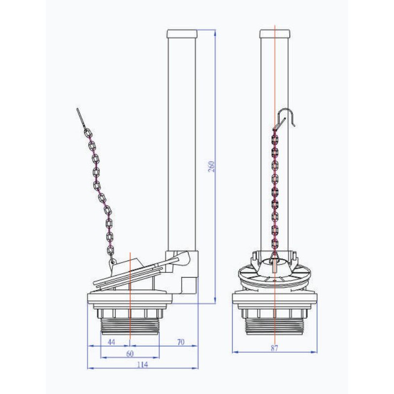 Bộ xả bồn cầu tay gạt VS0103 bồn cầu 2 khối két nước rời