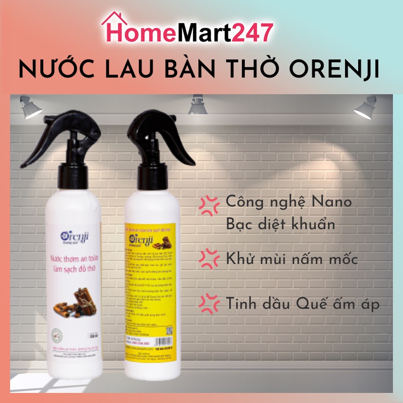 NƯỚC LAU BÀN THỜ ORENJI TINH DẦU QUẾ 100% TỰ NHIÊN, CÔNG NGHỆ NANO KHỬ NẤM MỐC, DIỆT THUẨN