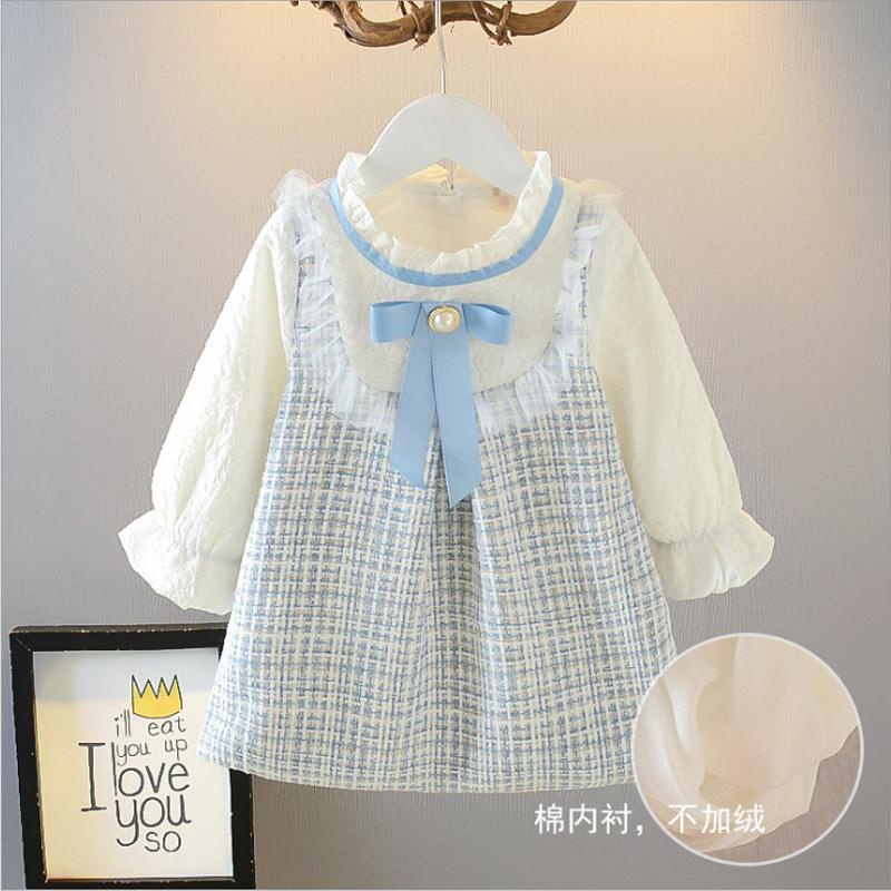 Váy Công Chúa Giả Hai Mảnh Đính Nơ Ngọc Trai Phong Cách Mùa Xuân Mới