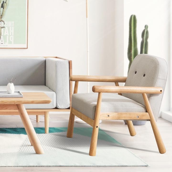 Ghế sofa đơn - ghế phòng khách - ghế gỗ lót đệm