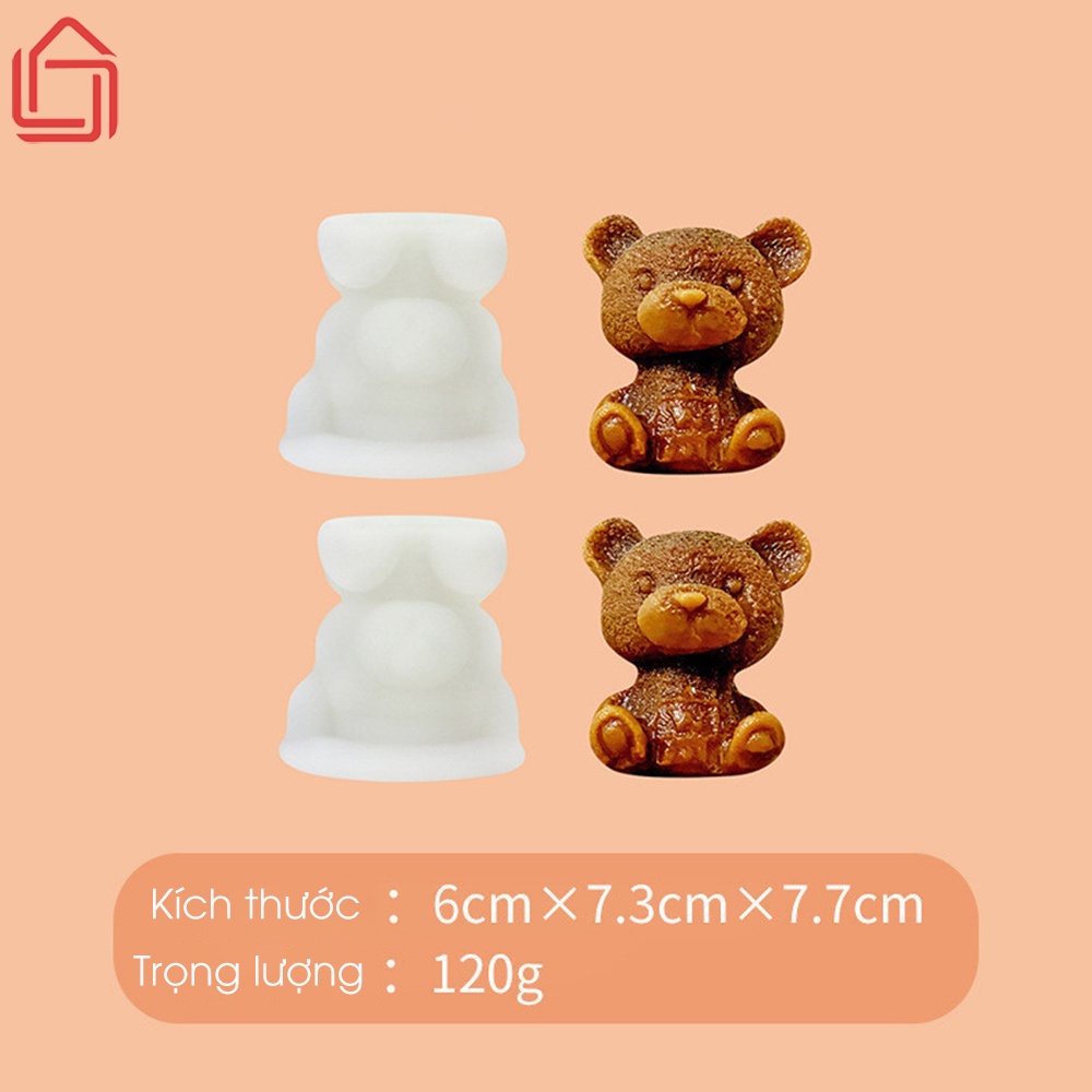 Khuôn đá silicone hình gấu dễ thương, họa tiết sắc nét giúp làm đá nhanh gọn hình sinh động - nhamoi