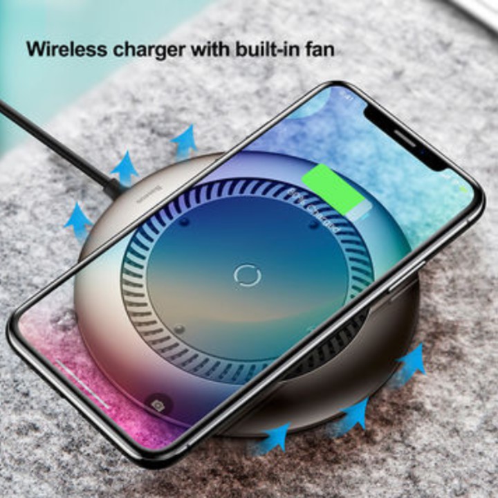 Đế sạc nhanh không dây tích hợp quạt hút tản nhiệt Baseus CCALL-XU01 (Qi Wireless Quick Charger)