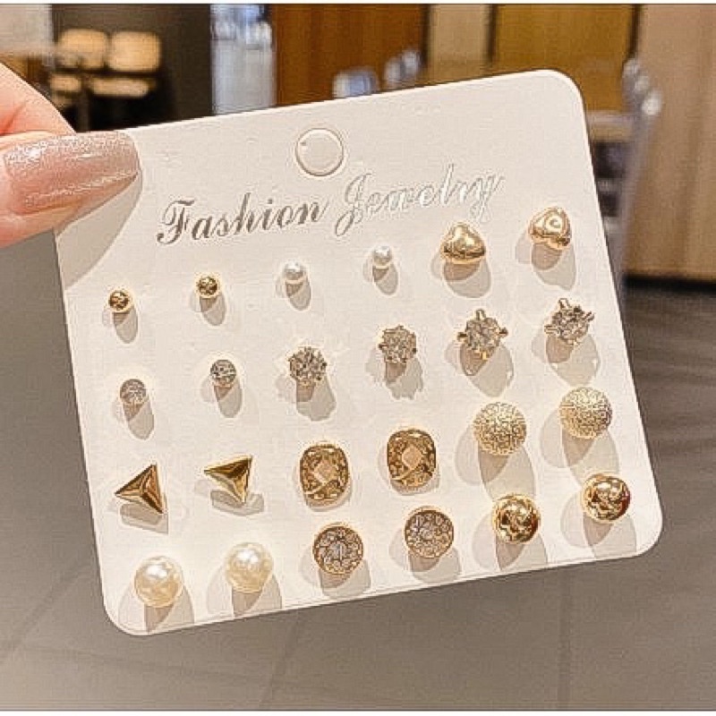 Set bông tai/khuyên nụ mạ vàng/bạc phong cách Hàn Quốc, Unisex siêu đẹp..Phụ Kiện Tiên Tiên