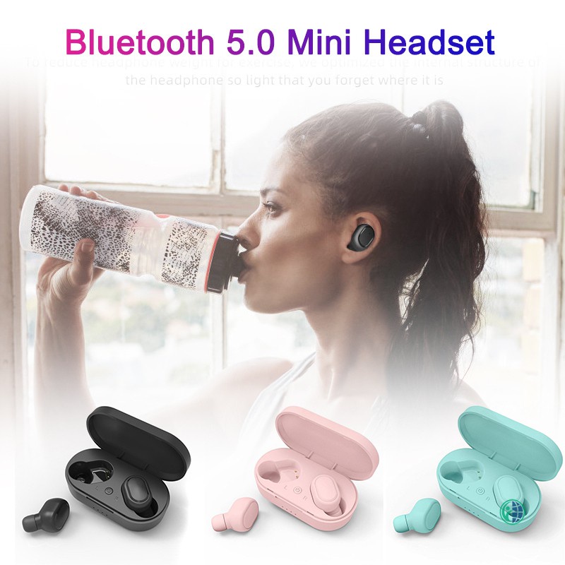 Ready Stock Wireless Sports Earphones TWS Bluetooth 5.0 Mini Earphones Headphones Earbuds with Charging Box @vn