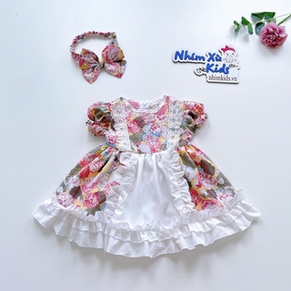 Váy lụa hoa bèo bé gái 4 đến 28kg, đầm bé gái chất lụa mềm mát