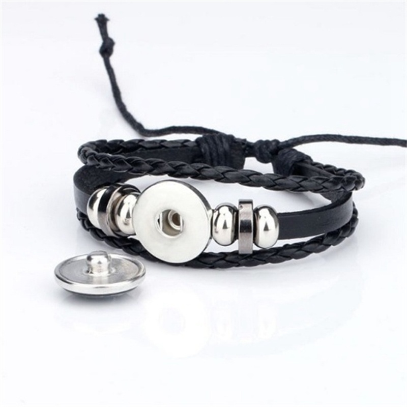 Vòng Tay Da Đính Đá Quý Bằng Thép Không Gỉ Phong Cách Hip Hop Cho Nam