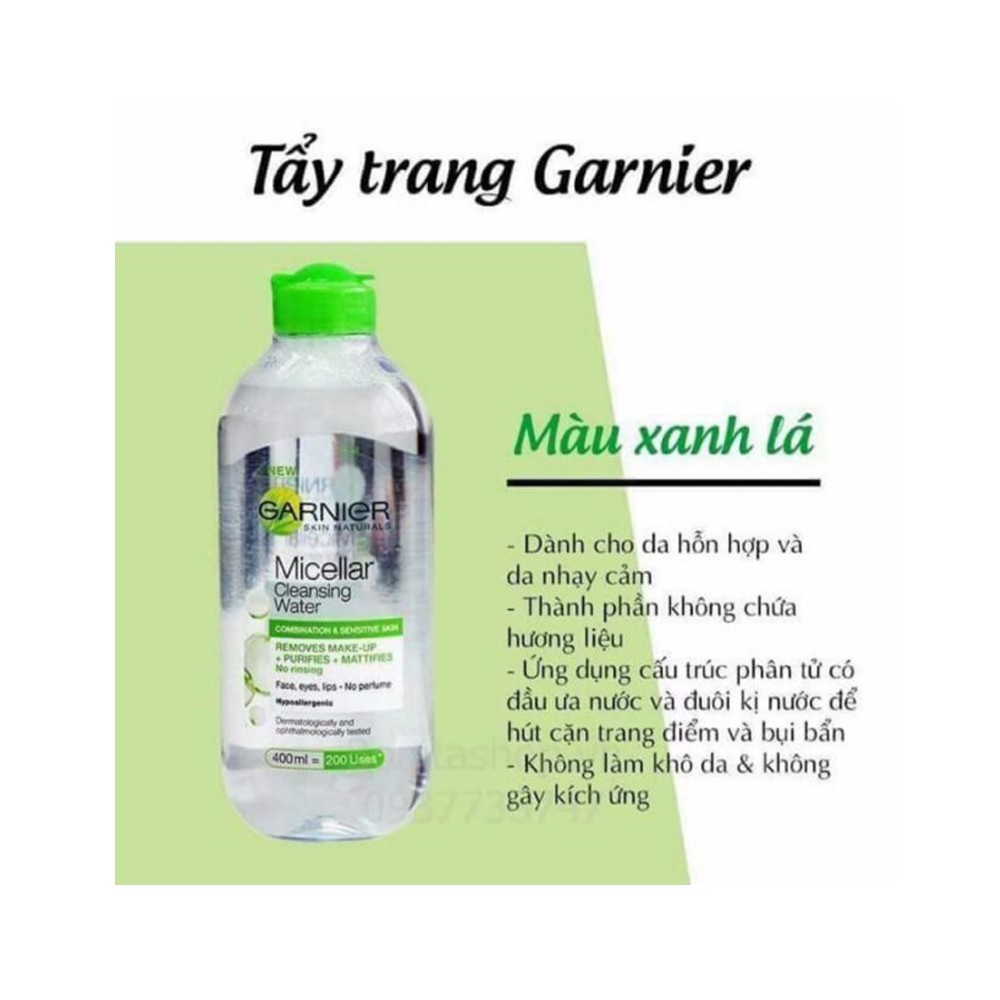 Nước tẩy trang Garnier Micellar Water bản PHÁP 400ml