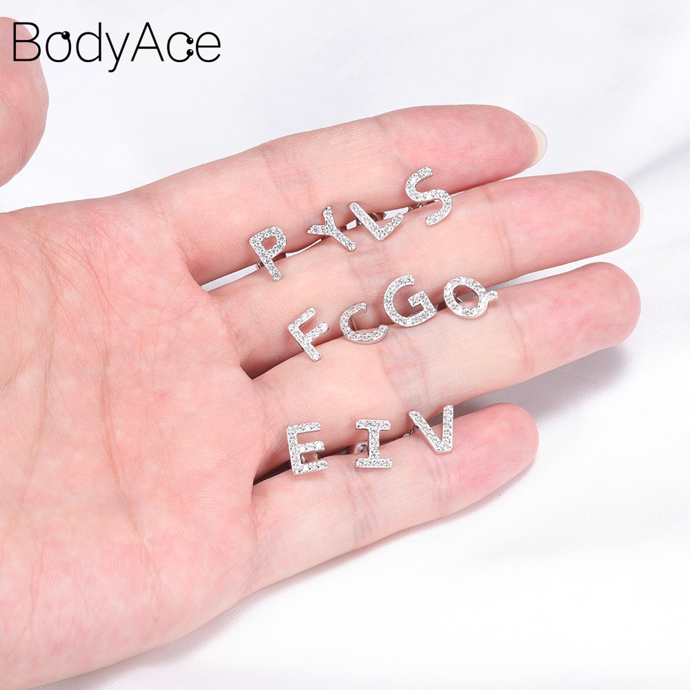 1 Đôi Khuyên Tai Bạc 925 26 Chữ Cái Đính Đá Thời Trang
