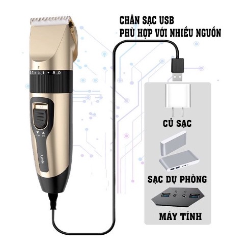 Tông Đơ Cắt Tóc - Máy Hớt Tóc SuperStar Mạnh Mẽ Tặng Kèm 9 Phụ Kiện Cao Cấp