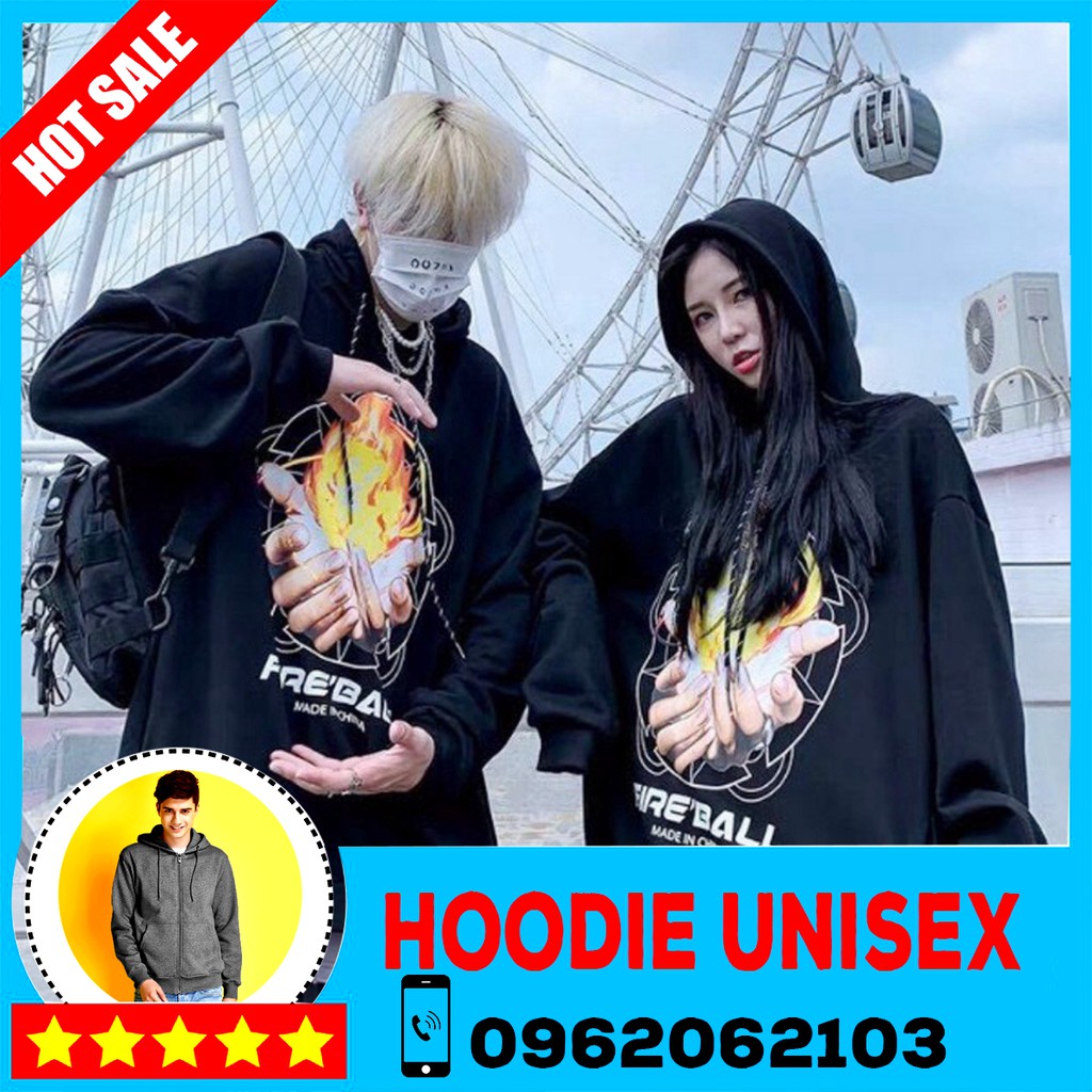(HOOIDE) ÁO HOODIE NỈ NGOẠI HD1040 (Fire Ball - Kèm Ảnh Thật) | BigBuy360 - bigbuy360.vn