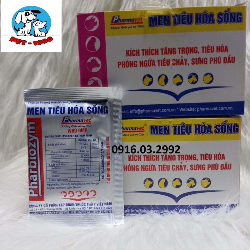 Men Tiêu Hóa Sống Pharbiozym Cho Thú Cưng Gói 5g