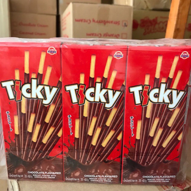 Bánh que socola , sữa, dâu TICKY/ BOBBY Thái Lan. HSD ghi bên dưới