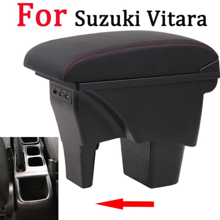 Hộp tỳ tay ô tô cao cấp Suzuki Vitara dạng khối tích hợp 3 cổng USB SUVTR-D