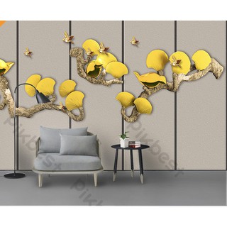 Tranh dán tường Bức tường hoa cánh quạt nổi bật, tranh dán tường 3d hiện đại (tích hợp sẵn keo) MS935548