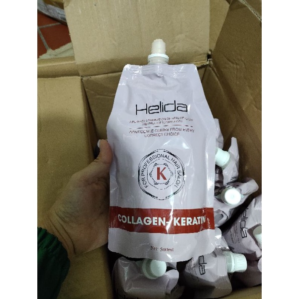 colagen phục hồi tóc cháy tóc nát tóc sun. tóc khô xơ che ngọn Helida gói 500ml