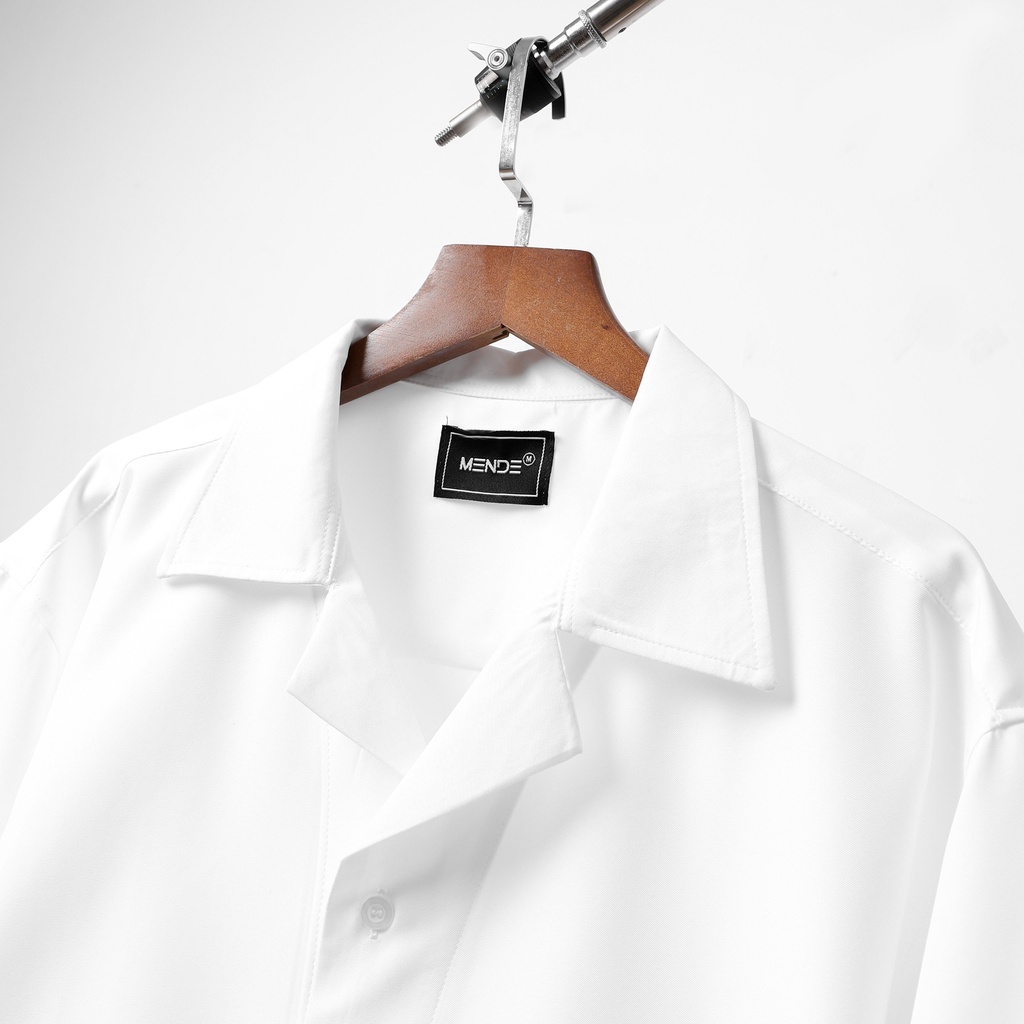 MENDE - Original Shirt - Áo sơ mi unisex tay ngắn đơn giản trơn trắng đen