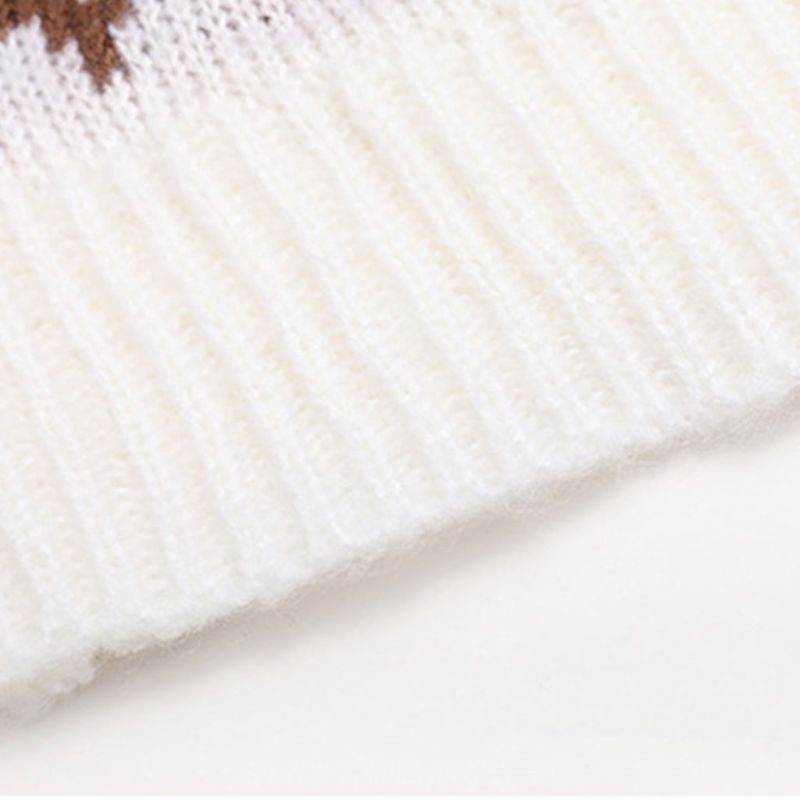 Áo Sweater Dệt Kim Tay Dài Cổ Đứng Dáng Rộng Họa Tiết Hình Học Thời Trang Cho Nữ