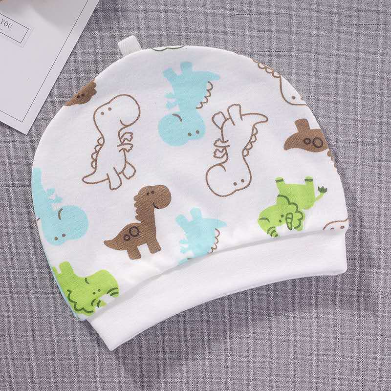 Mũ Sơ Sinh Cotton Nền Trắng Họa Tiết Vải Mỏng Mềm Thoáng Mát Cho Bé Yêu Chubby Store