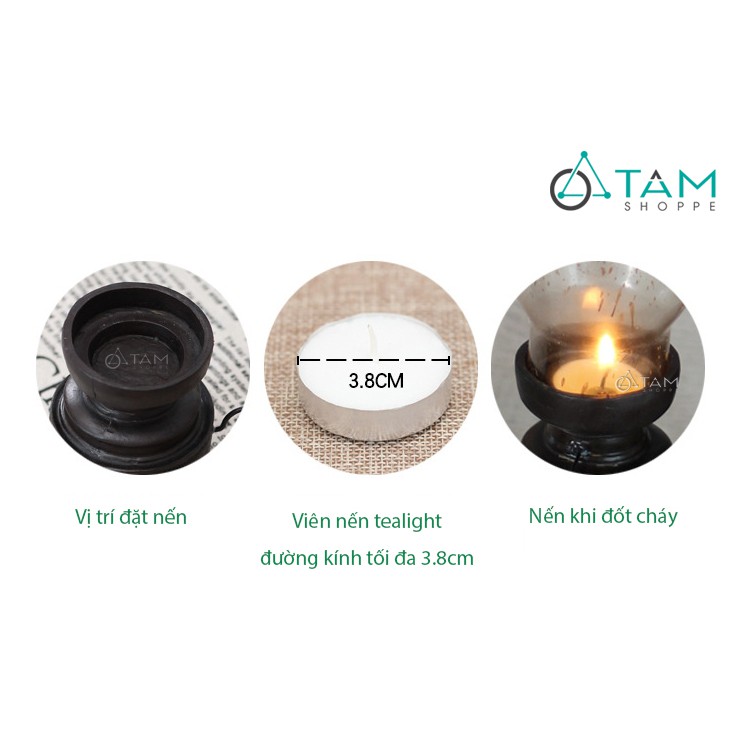 Mô hình đèn dầu cổ Vintage đốt nến tealight số 02