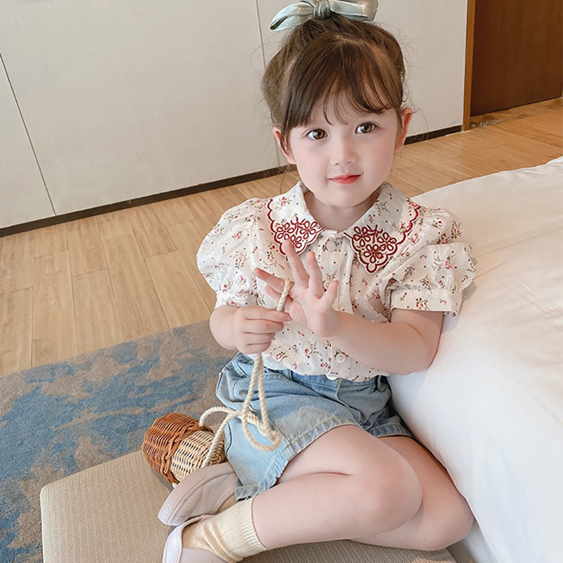 [FREE SHIP] Áo sơ mi chất mềm đẹp xuất Hàn phong cách vintage cho bé gái mặc đi học, đi chơi chụp ảnh (hàng Quảng Châu)