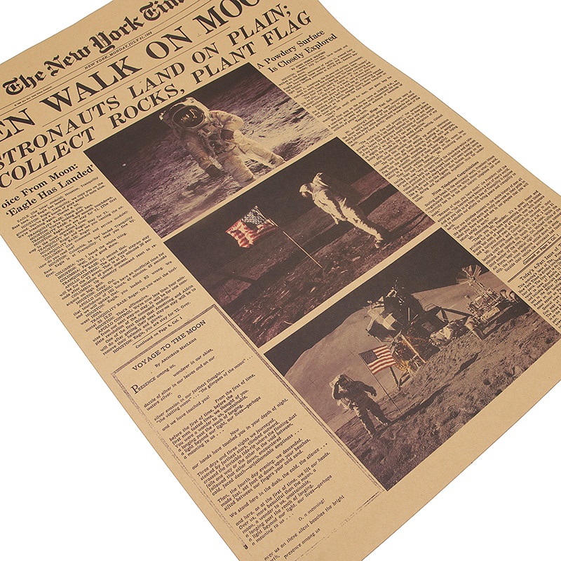 Miếng Dán Tường Trang Trí Họa Tiết The Apollo 11 Moon Landing New York Cổ Điển 51x35.5cm
