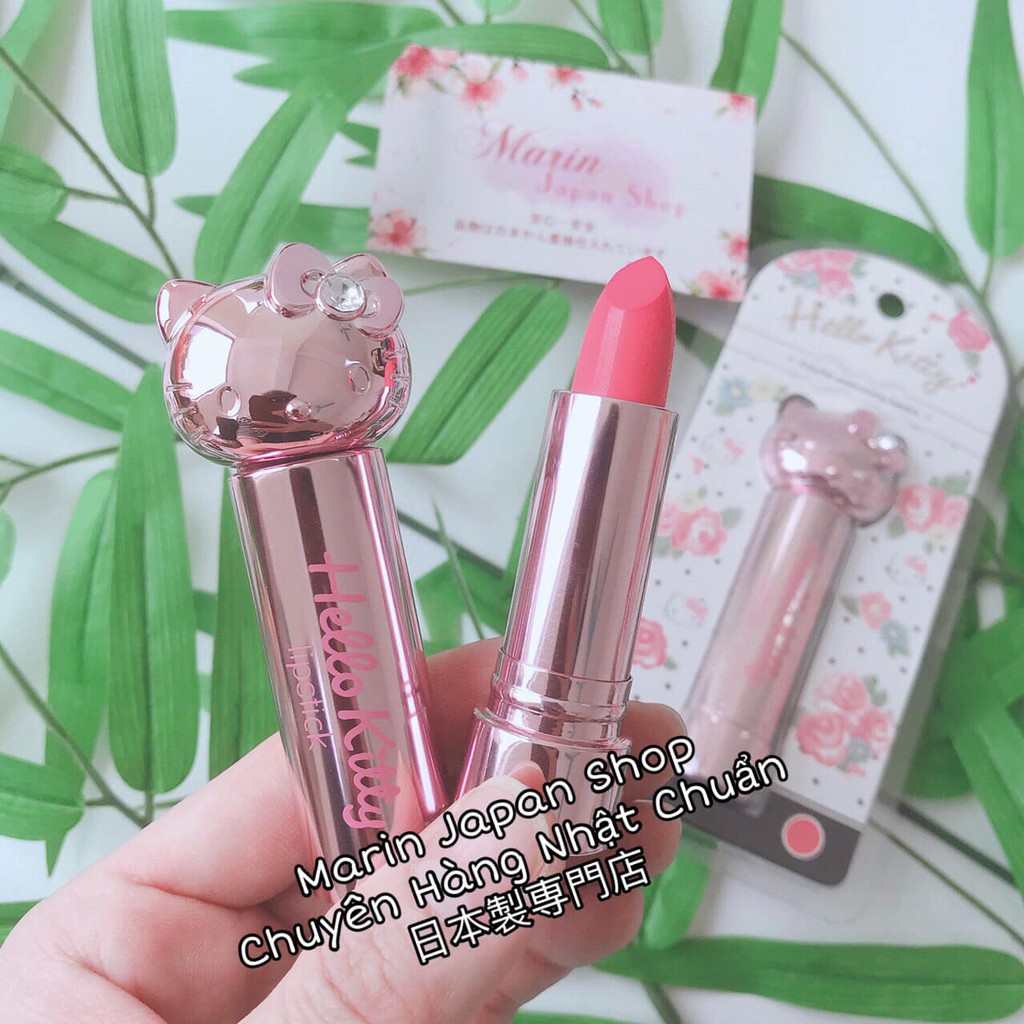 (SALE300k -->150k ) Son lì có dưỡng môi lên màu đỏ và hồng xinh bản Hello Kitty Nhật Bản