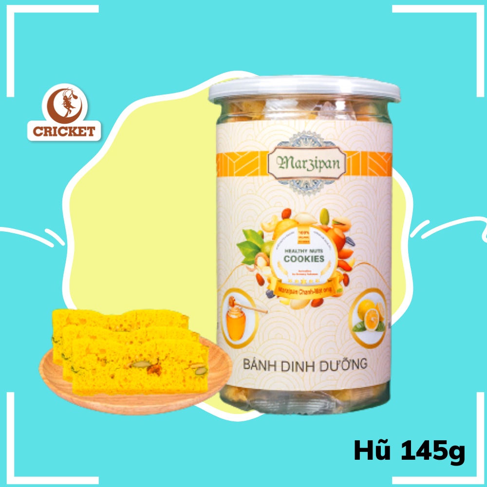 Bánh Ăn Kiêng Marzipan Chanh &amp; Mật Ong (Hộp 145g) - Thanh dinh dưỡng rau củ organic mix hạt, bánh ăn vặt healthy