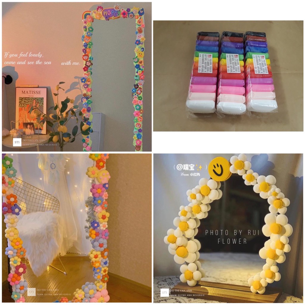 Đất Sét Nhật,Đất Nặn Tự Khô An Toàn,Decor Gương Cho Chị Em Lốc 12 Màu Cao Cấp