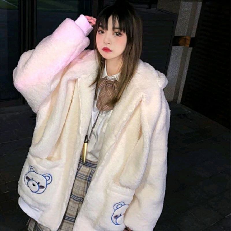 [Rẻ vô địch] Áo khoác lông gấu thêu cute 2 màu (Kèm video ảnh thật) | BigBuy360 - bigbuy360.vn