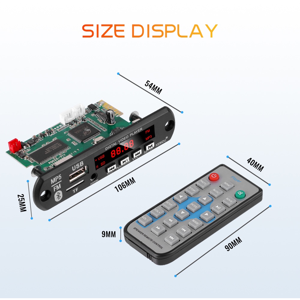 Bảng mạch giải mã âm thanh Bluetooth MP5 Kèm Điều Khiển Từ Xa DC 5V Sang 12V Bluetooth 5.0 USB TF FM Radio