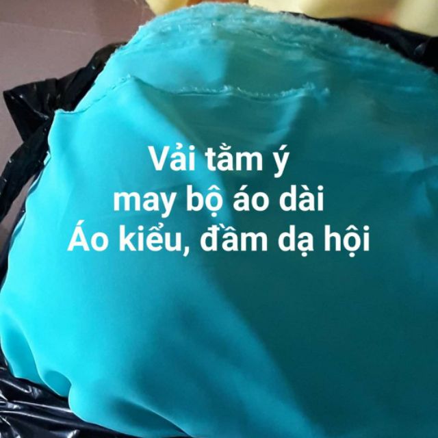 VẢI TẰM Ý MAY ÁO DÀI MÀU XANH NGỌC ĐẬM