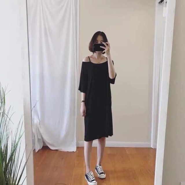 ĐẦM SUÔNG-VÁY SUÔNG COTTON TAY LỠ LỆCH VAI | BigBuy360 - bigbuy360.vn