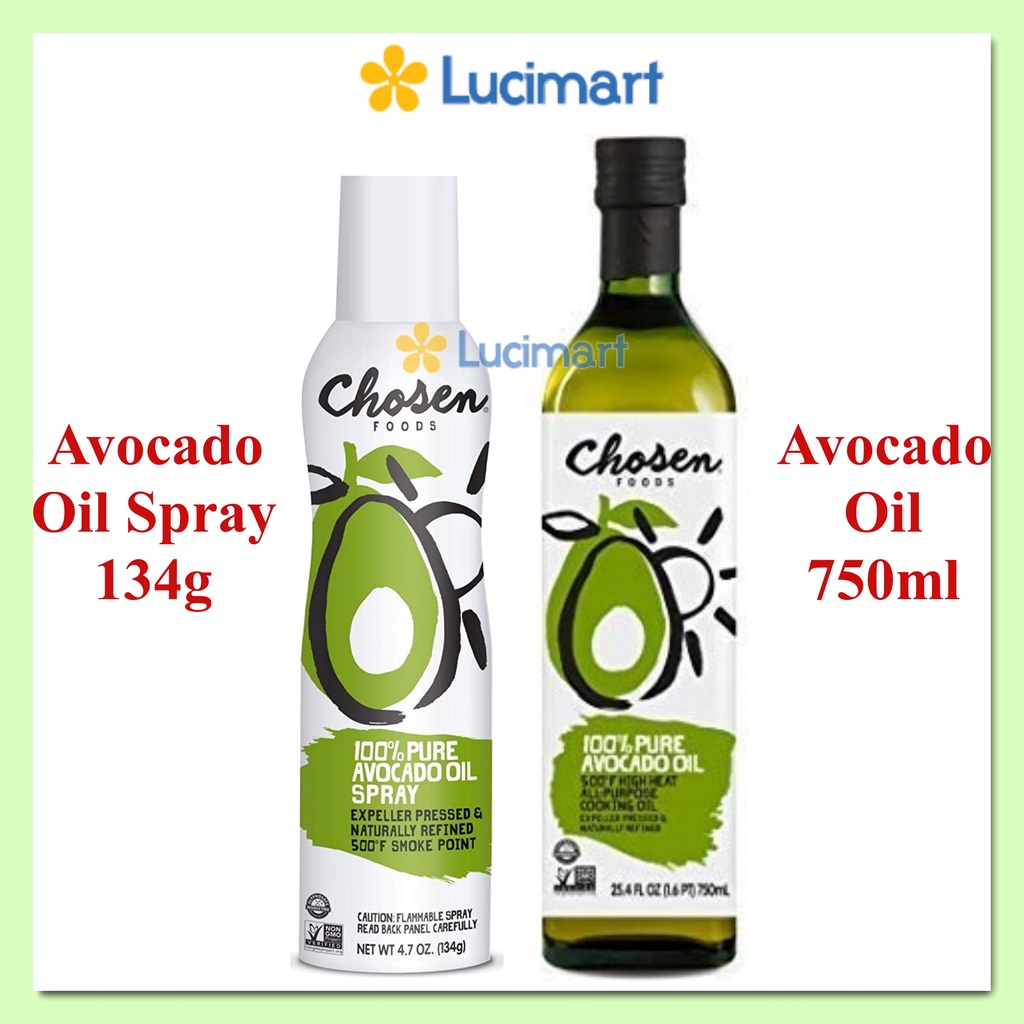 Dầu bơ Chosen Foods dạng xịt Avocado Oil Spray, chai 134g / chai 750ml [Hàng Mỹ]