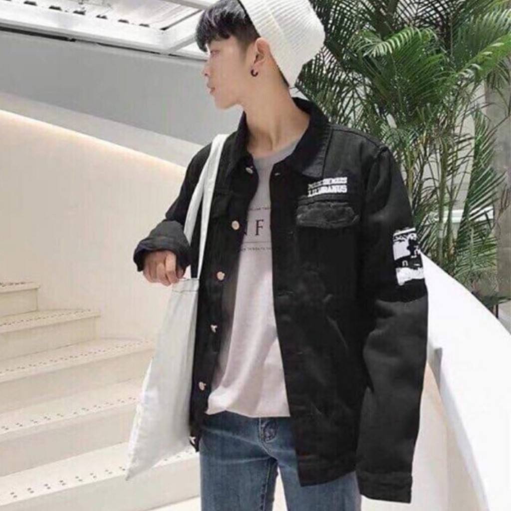 Áo Khoác Nam - Áo Khoác Jean Nam jeans Fashion Tay Ngực Cổ Cao Cấp Phong Cách Trẻ Trung