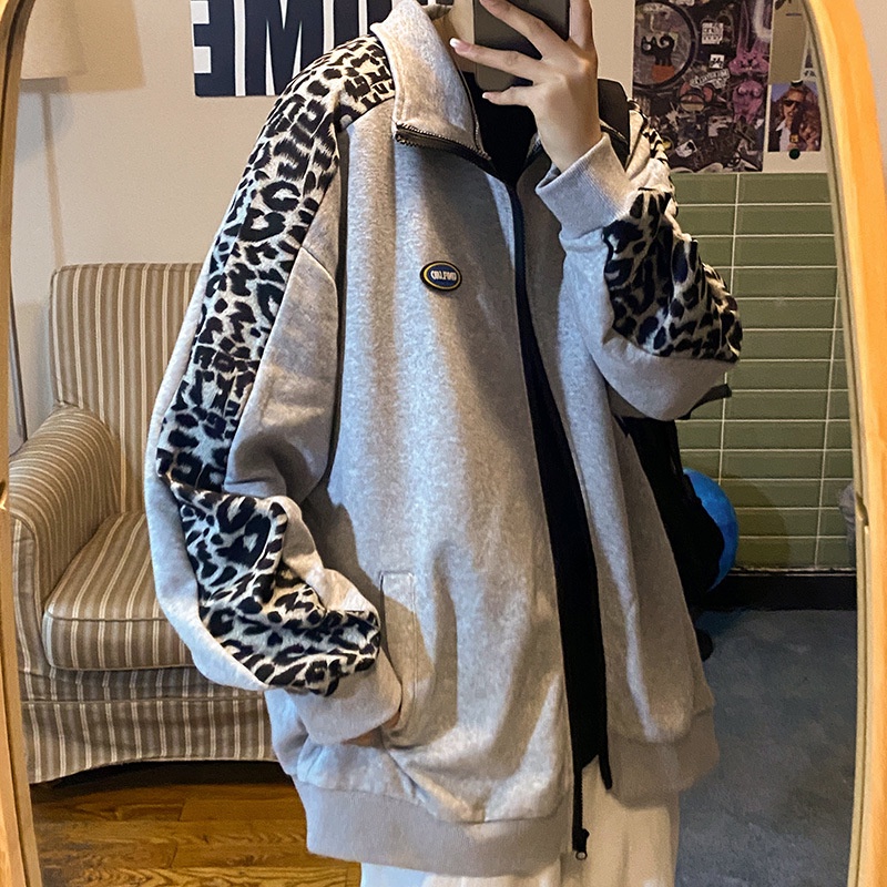 Áo Khoác Họa Tiết Da Báo Phong Cách Hip Hop Thời Trang Cho Nam