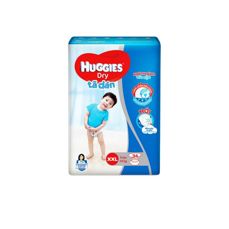 TÃ QUẦN/TÃ DÁN HUGGIES M74,M76,L68,XL62,XXL56 MỚI