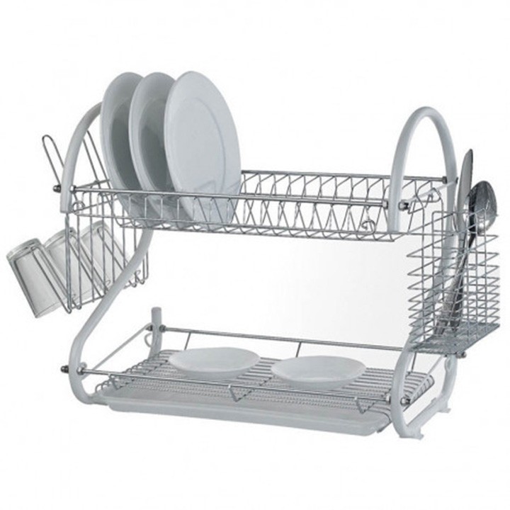 Kệ để chén đĩa 2 tầng bằng inox - Giá úp bát đĩa có ống cắm đũa tiện dụng | BigBuy360 - bigbuy360.vn