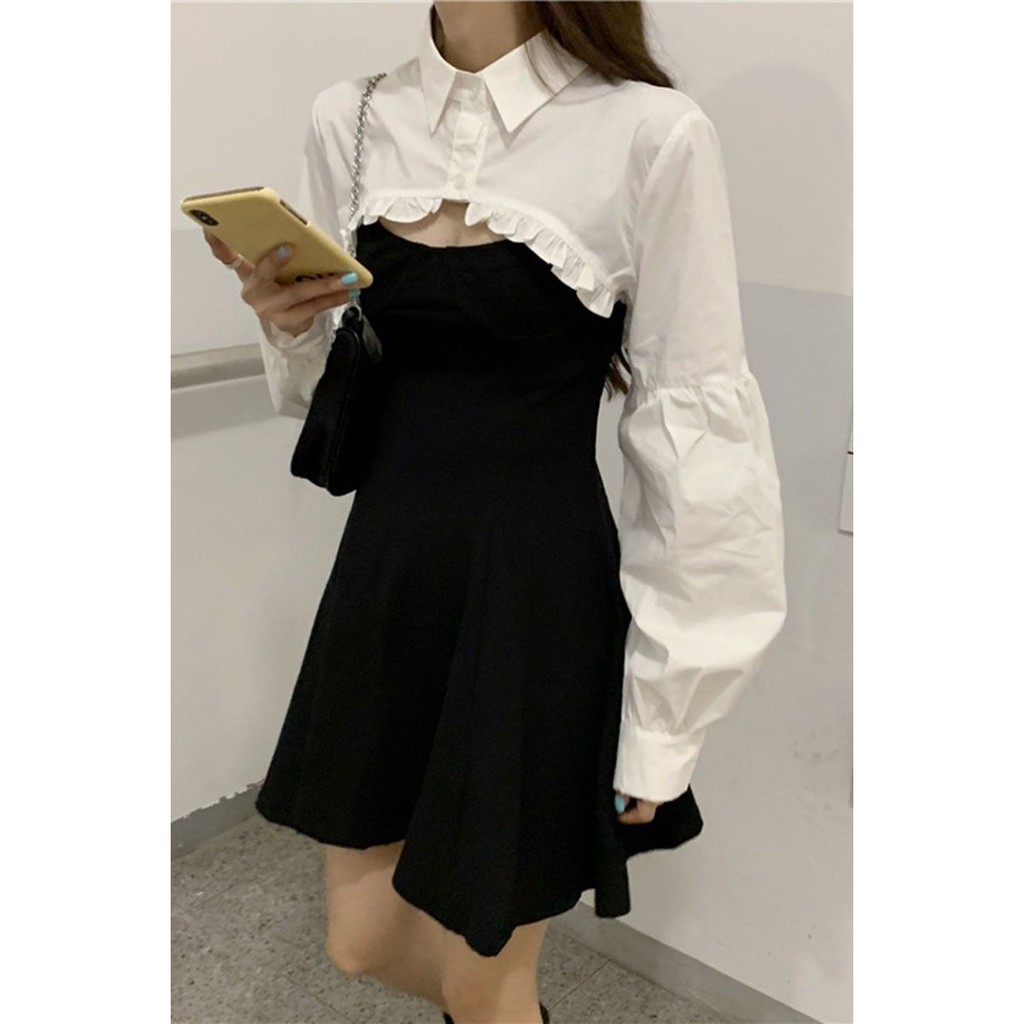 [ORDER] Váy thun hai dây mix sơ mi lửng cực sexy - Có ảnh | BigBuy360 - bigbuy360.vn