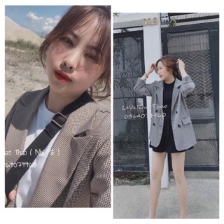 Áo vest blazer caro nâu/ đen