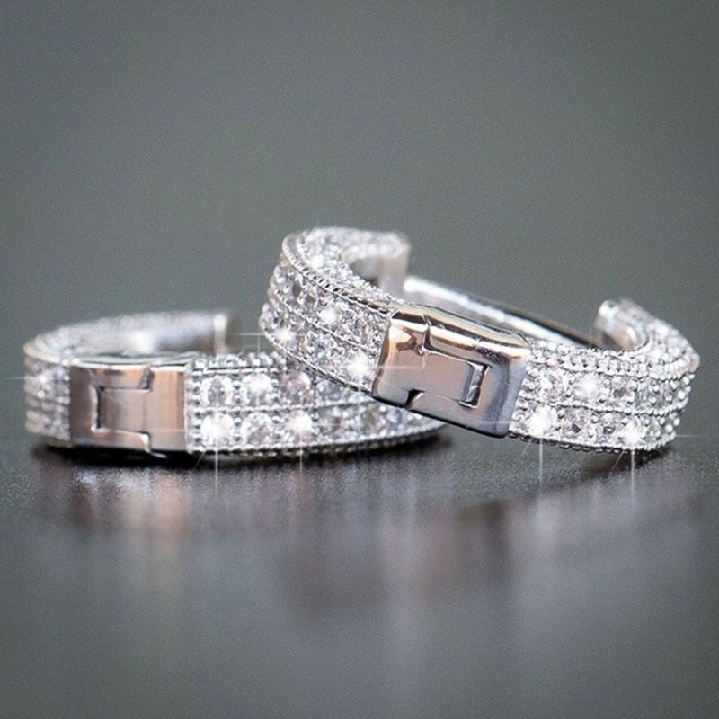 Hoa tai kim cương đầy đủ phóng đại hoa tai nữ khảm siêu nhỏ cao cấp zircon ins