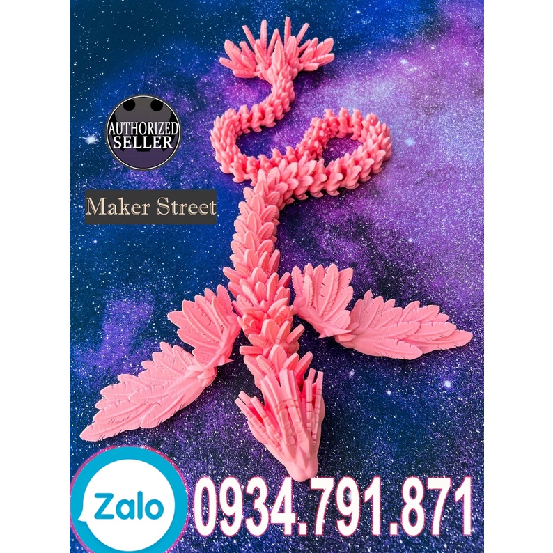 Mô Hình Rồng Flyng serpent Màu hồng độc đáo 50cm cử động khớp linh động bằng công nghệ in 3D trang trí nhà cửa