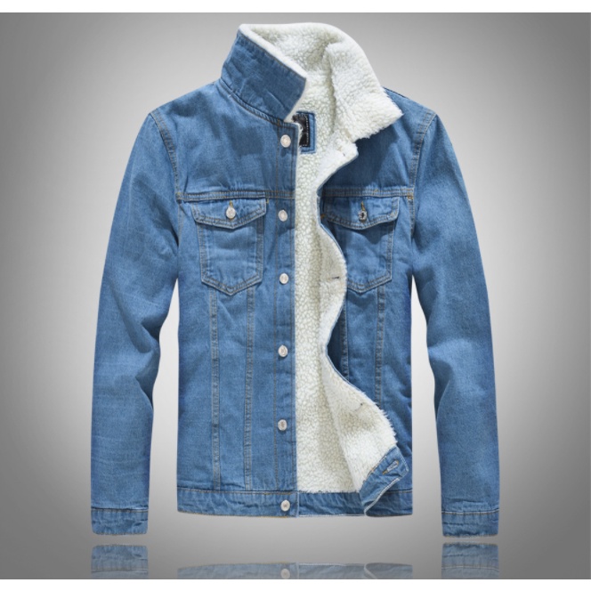 Áo khoác jeans nam lót lông đẹp chất dày dặn mặc cực ấm - Áo bò Nam lót nỉ siêu ấm, siêu đẹp