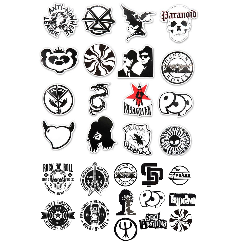 Sticker trắng đen black white stickers cao cấp trang trí Vali Laptop Mũ Bảo Hiểm Xe Máy Xe Đạp..