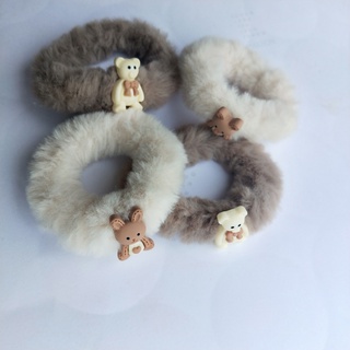 Chun Cột Tóc lông mềm mịn,scrunchies lông thỏ Hàn Quốc
