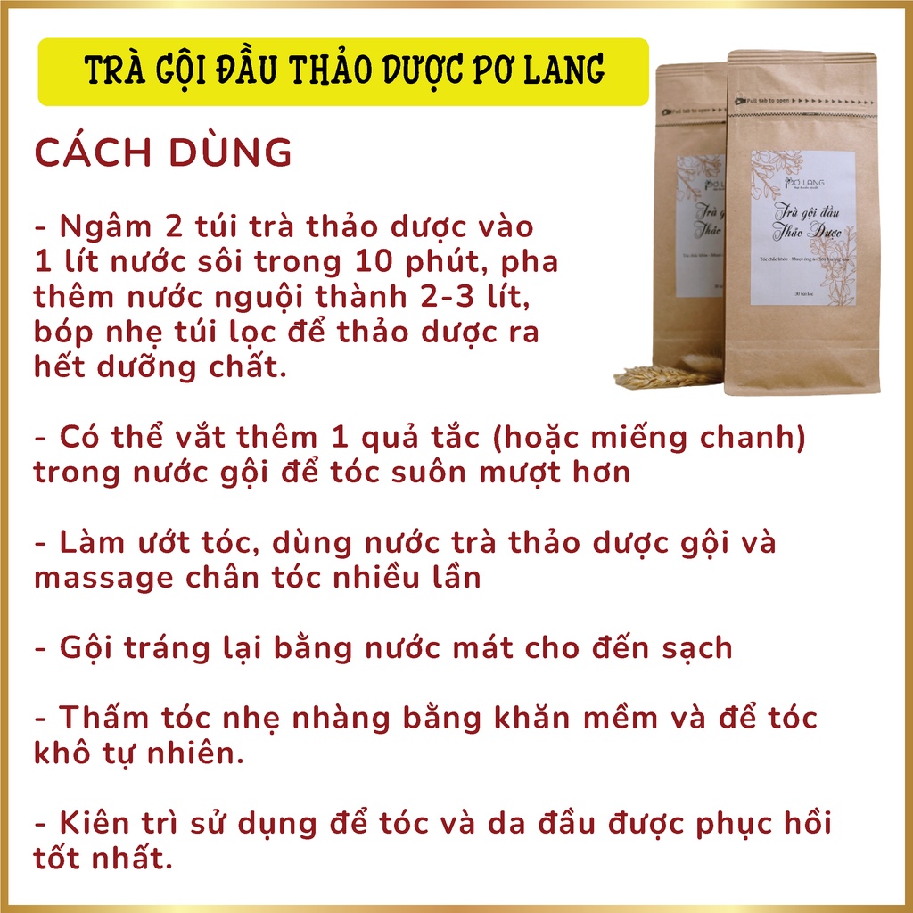 Trà gội đầu thảo dược túi lọc Pơ Lang