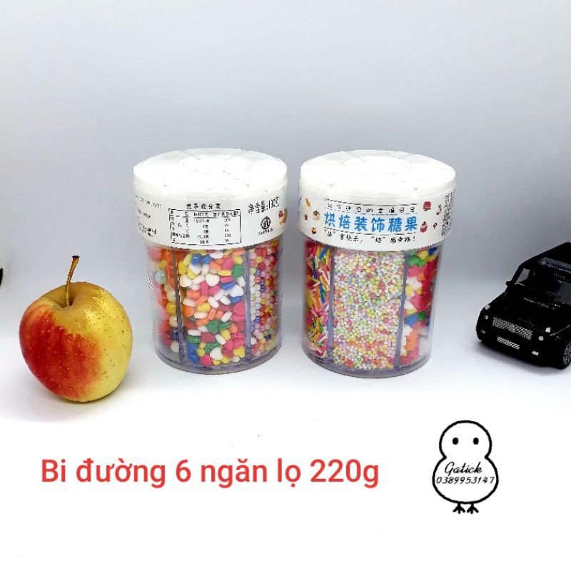 Kẹo bi đường 6 ngăn nhiều màu dùng trang trí đồ ăn, bánh kem, topping