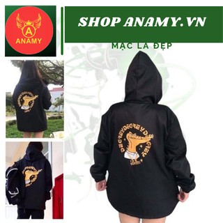 Áo khoác dù Chống Nắng cho nam nữ và cặp đôi P In Hình Cá Sấu , Jacket ulzzang màu đen unisex